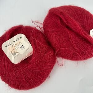 2 Madil Yarns Kid Seta Yarn Red Super Kid Mohair Silk Fast made in Italy FINE
